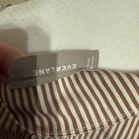 Everlane Striped brown and white Boat Neck Top with Belt Sz 4 - Picture 7 of 7